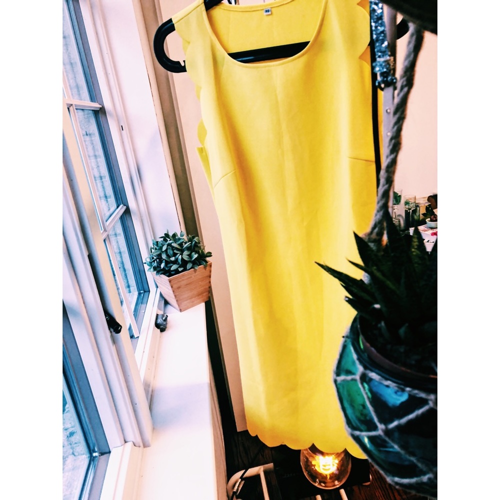 Yellow Scallop Dress